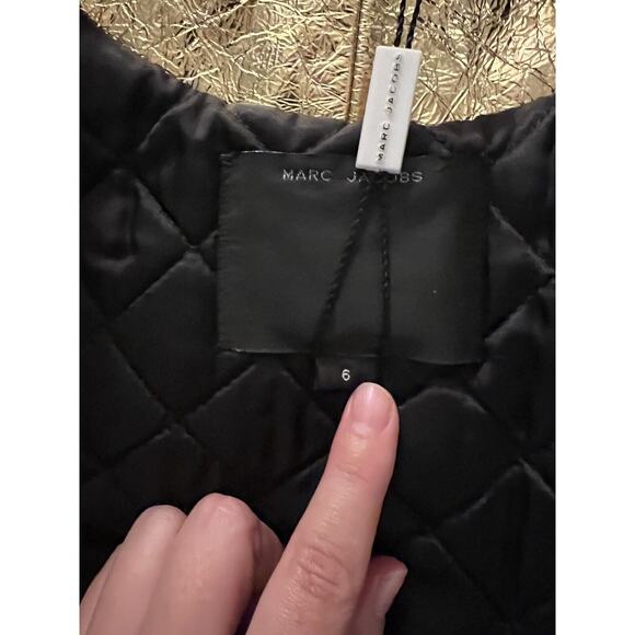Marc Jacobs Fox Fur Leather Jacket Gold Sequin Lips disco retro M 6 - Picture 11 of 11